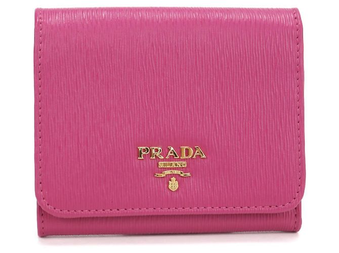 Prada Pink Leather Tri-fold Wallet