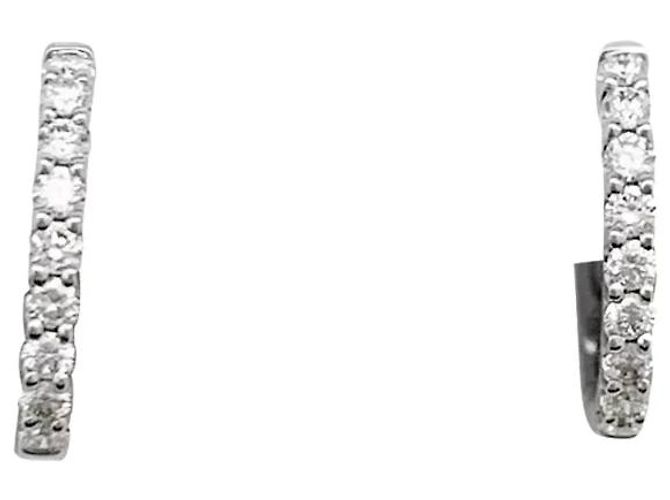 Autre Marque Pequeños pendientes de aro en oro blanco, diamantes.