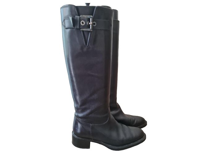 Black leather high boots TOD'S