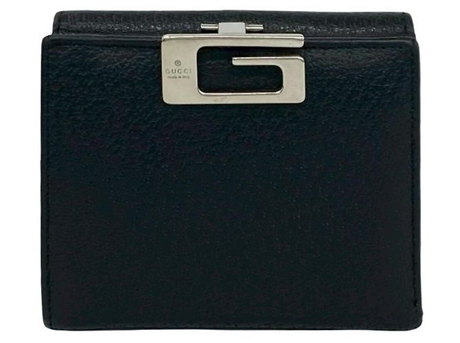 Gucci G-Logo Hardware Leather Bi-Fold Wallet Black
