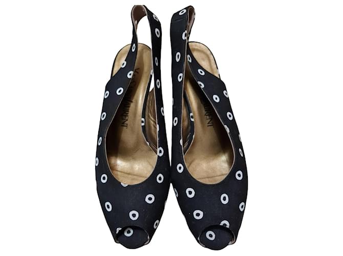 Escarpins slingback YVES SAINT LAURENT à pois Noir 