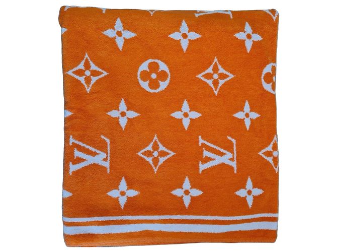 Toalla de playa Louis Vuitton Monogram Naranja Blanco