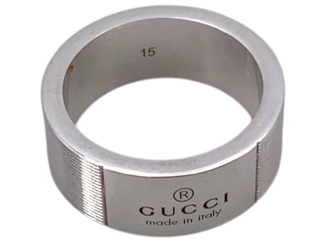 Gucci Sterling Silver Trademark Ring Größe 15 Silber