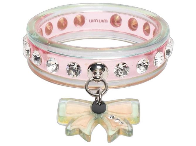 Miu Miu Bracciale rigido in plastica con dettaglio fiocco rosa