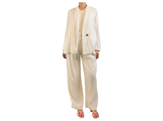 Victoria Beckham White textured two piece set - size UK 12