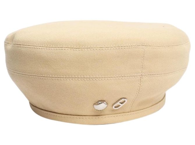 Hermès Beige Canvas-Baskenmütze 