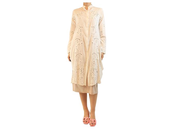 Juliet Dunn Weißes Langarm-Hemdkleid - Größe S