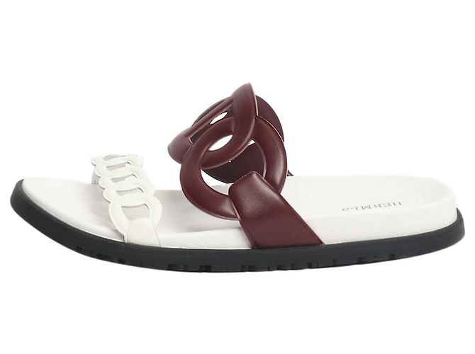 Hermès Sandales Extra bordeaux et blanc - taille EU 43