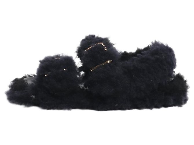 Marni Schwarze Shearling-Sandalen - Größe EU 40