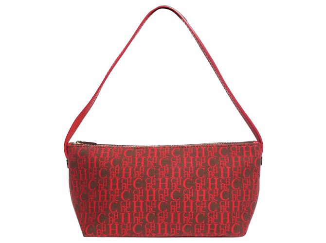 Autre Marque Pochette con monogramma rosso e marrone 