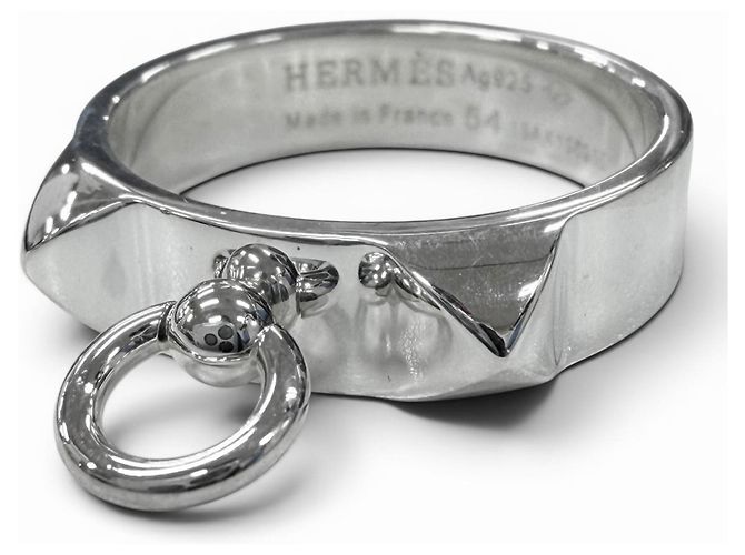 Ring Anel de banda Collier de Chien em prata Hermès