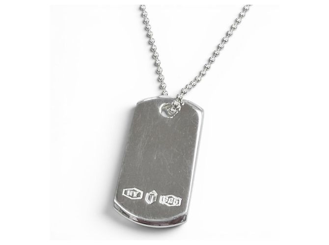 Tiffany & Co. Silberne ID-Tag Anhänger Halskette
