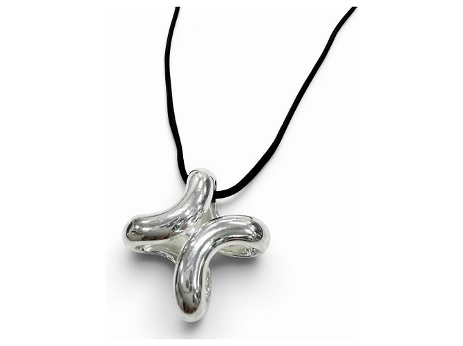 Hermès HERMES Lima PM AG925 Necklace Black Silvery 