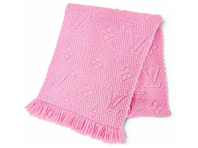 Stola con frange in lana e seta con monogramma rosa Louis Vuitton