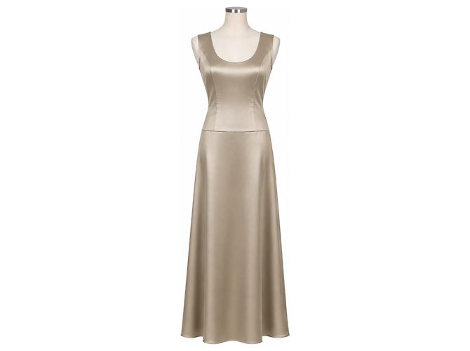 Vera Wang Couture Satin Abendkleid Blassgold Golden
