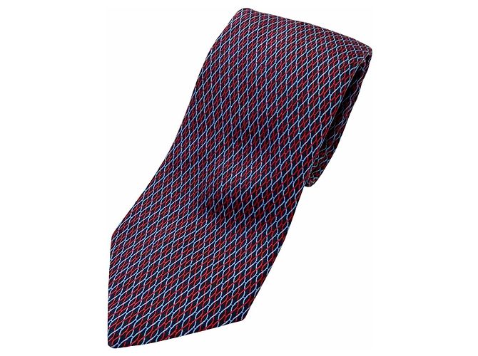 Hermès Hermes Silk Cravat Tie Red Navy blue