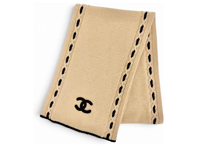 Stola in cashmere Chanel beige e nero