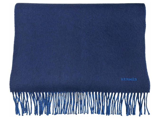 Hermès Hermes Recto Verso Cashmere Stole Blue Navy blue
