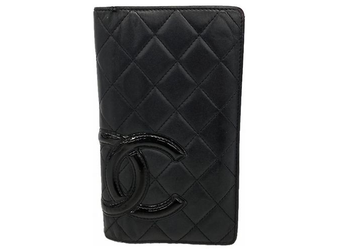 Cartera larga de cordero negro Cambon Chanel
