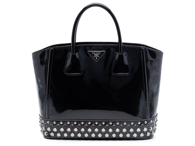 Tote Prada Black Spazzolato Studded Crystal Noir