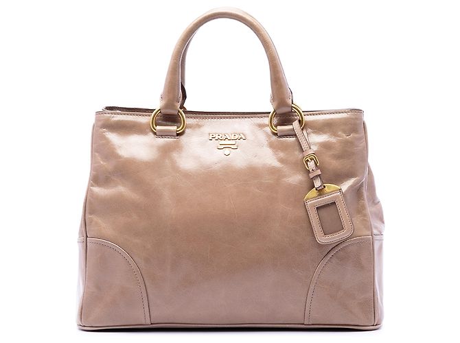 Sac à main Prada Brown Vitello Shine Marron