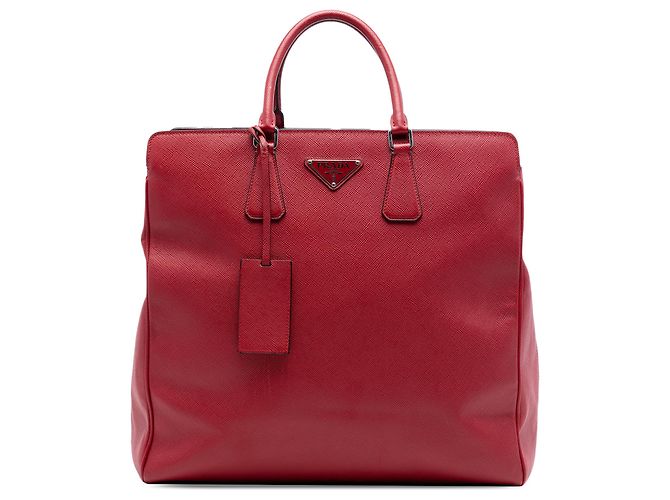 Sac tote Prada Red Saffiano Lux de alças duplas Vermelho