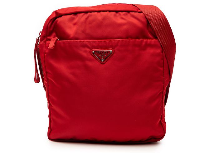 Bolsa transversal Prada Red Tessuto Zip Top Vermelho