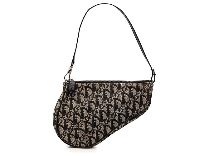Pochette Saddle em lona Diorissimo preta Mini Dior Preto