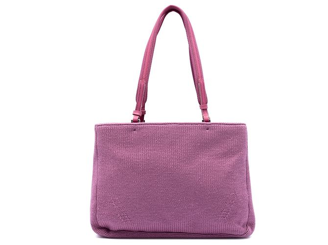 Tote de lana tejida rosa Prada