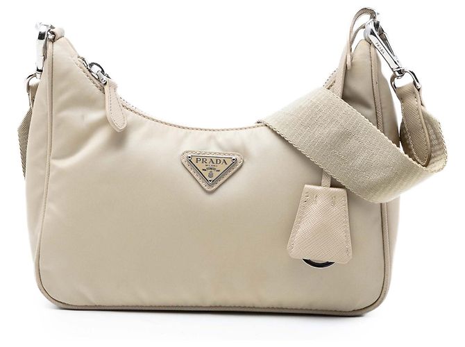 Saffiano Borsa a tracolla Prada Beige Re Nylon Re Edition 2005