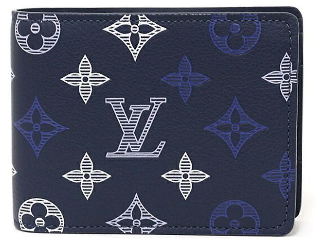 Louis Vuitton Portefeuille Multiple Bi-fold Wallet Azul Azul marino
