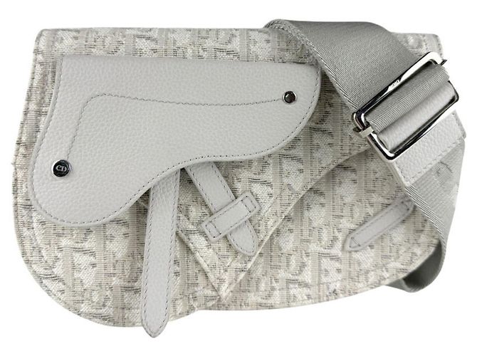 Borsa Saddle Christian Dior grigio chiaro