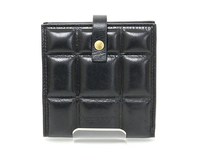 Carteira bi-fold de couro acolchoado Bottega Veneta Preto