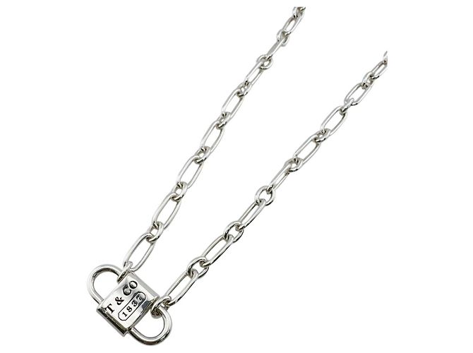 Tiffany & Co Colar Tiffany Double Lock 1837 Choker Chain Prata