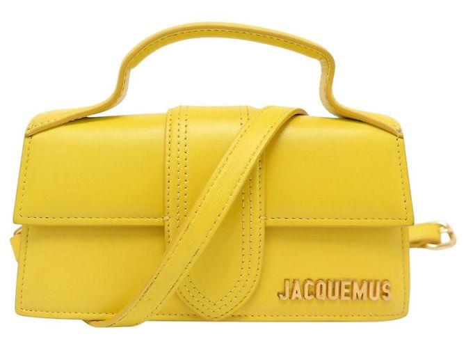 BOLSA DE MÃO JACQUEMUS LE BAMBINO 213BA006 EM COURO AMARELO COM ALÇA