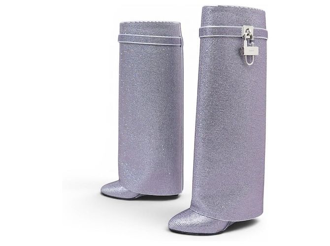 BOTAS GIVENCHY SHARK LOCK STRASS & COURO NOVAS 39 Roxo
