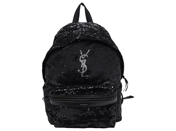 Yves Saint Laurent Sac à dos City en sequins Saint Laurent en sequins noirs 