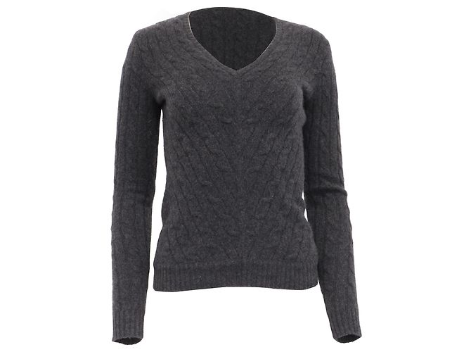 V-Ausschnitt Pullover Ralph Lauren Black Label aus Kaschmir in Anthrazitgrau
