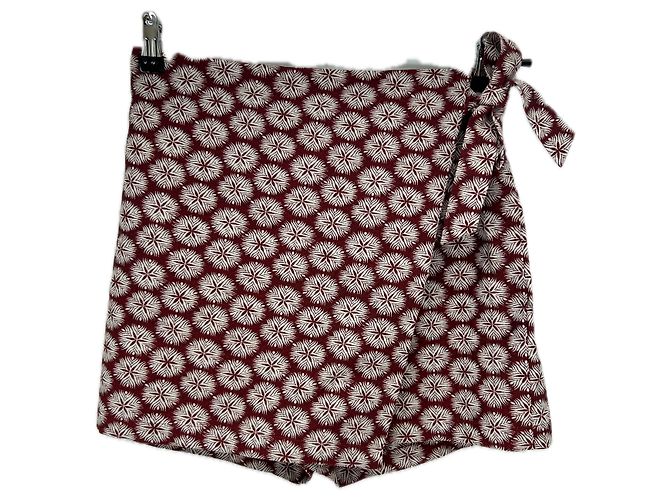 Autre Marque Minifalda burdeos con motivos blancos Roja