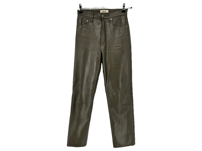 Agolde Khakifarbene Lederhose