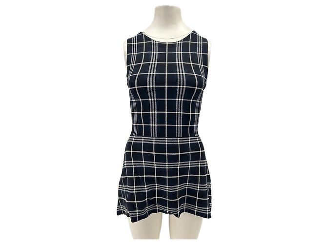 Theory Langes Tartan-Top in Marineblau und Weiß