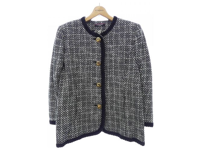 Leonard Fashion Collarless Jacket Black White