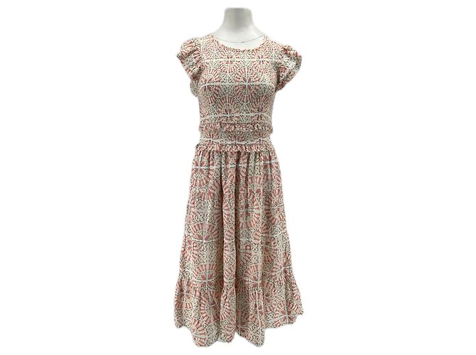 Autre Marque Langes Kleid mit rosa-grauen Mustern Pink