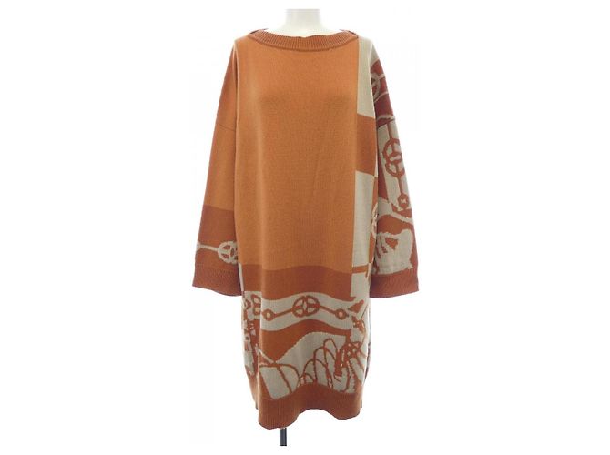 Hermès Hermes Kleid 100% Kaschmir Größe 36 Orange