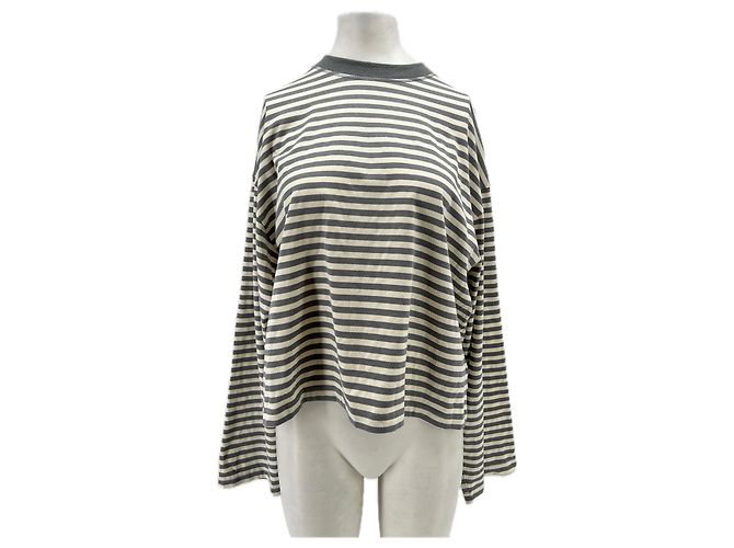 Autre Marque LIONESS Gestreifter Pullover Grau