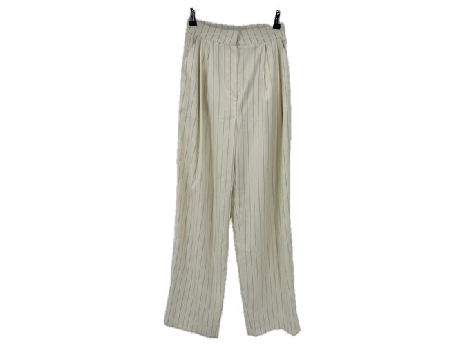 Autre Marque Ecru gestreifte Hose Beige