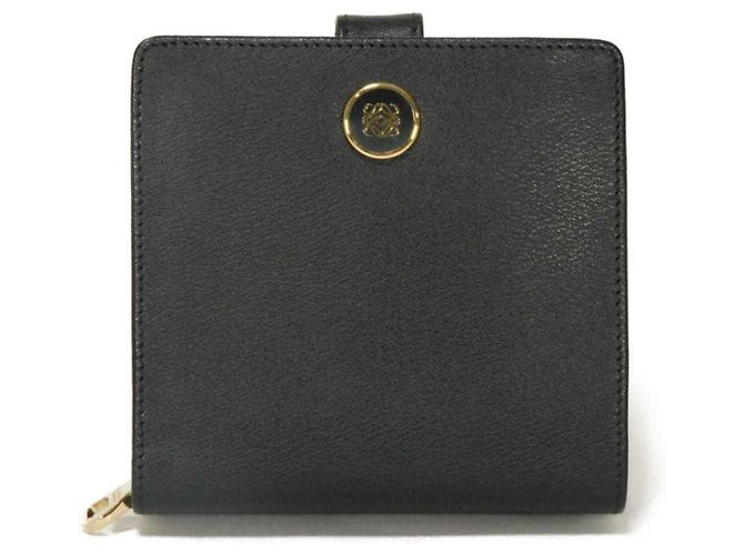 Cartera Bi-Fold Loewe en cuero negro