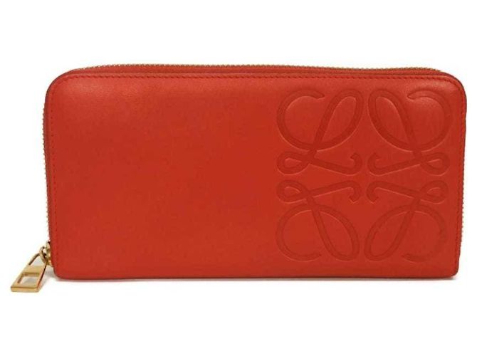 Cartera larga de piel de becerro roja Loewe