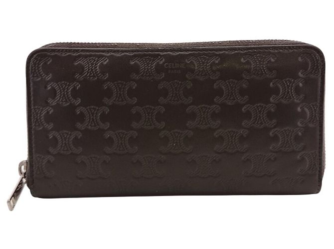 Céline Celine Round Zip Triomphe Long Wallet Brown