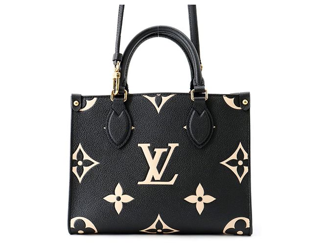 Sac cabas Louis Vuitton Monogram Empreinte OnTheGo PM Noir Multicolore Beige